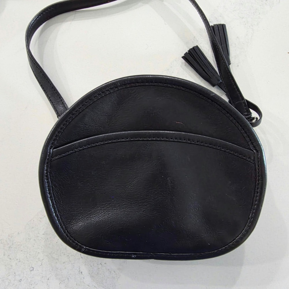 Coach New York Black Leather Mini Crossbody Bag Tassel Zip Vintage Style